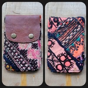 🔮🎱 Free People Boho Embroidered Repurposed vtg banjara hippie Wallet card case
